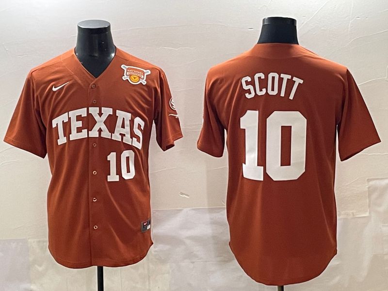Men Texas Longhorns #10 Scott brown Nike joint Name NCAA 2025 Jersey style 31->women mlb jersey->Women Jersey